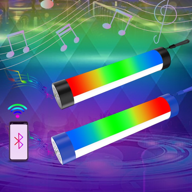 Đèn âm nhạc bluetooth RGB đầy màu sắc Đèn cảnh báo khẩn cấp USB sạc Đèn cảnh báo khẩn cấp Đèn không khí cắm trại ngoài trời Đèn khẩn cấp cầm tay