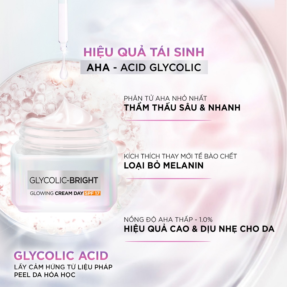 Kem Dưỡng Ban Ngày L'Oreal Paris Sáng Da Glycolic Bright Glowing Cream Day SPF17 50ml