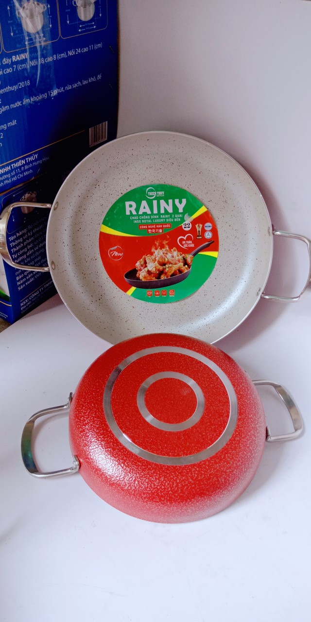 CHẢO CHỐNG DÍNH RAINY 2 QUAI INOX ROYAL 2.2 LY -26 cm , 28 cm và 30 cm- Hàng Chính Hãng