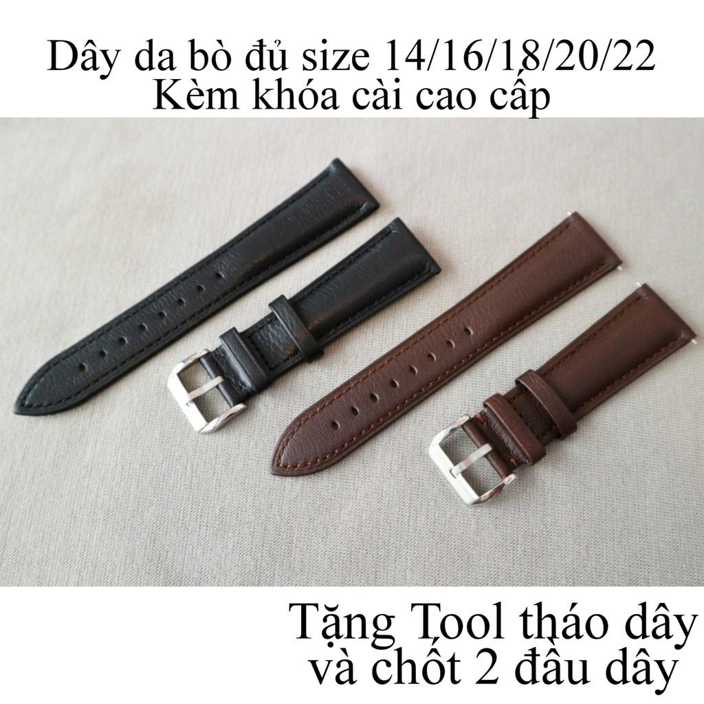 Dây da đồng hồ đủ size cực mềm, chống nước tốt, chính hng4 Italy