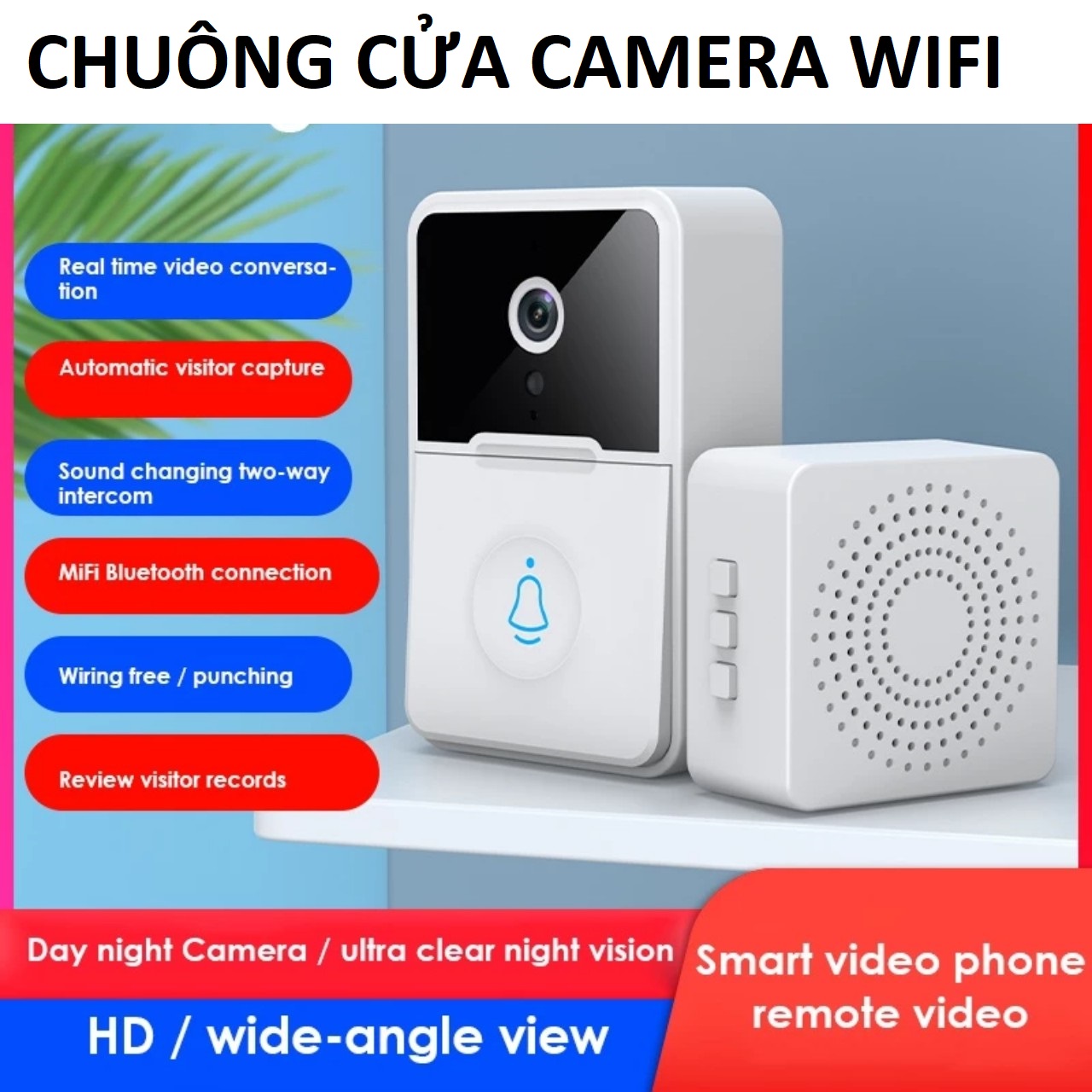 Chuông cửa camera wifi thông minh Z30-i báo video hình ảnh qua app bản cao câp mẫu mới