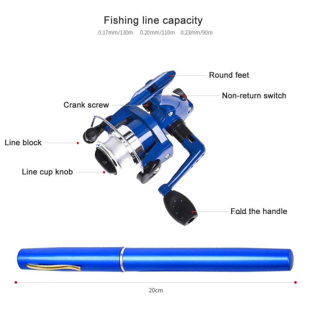 COMBO bộ cần câu bút bi mini kèm máy câu 1m/1m4 , cần câu bút máy đứng câu tôm câu mực thu nhỏ siêu nhẹ, mua can cau but
