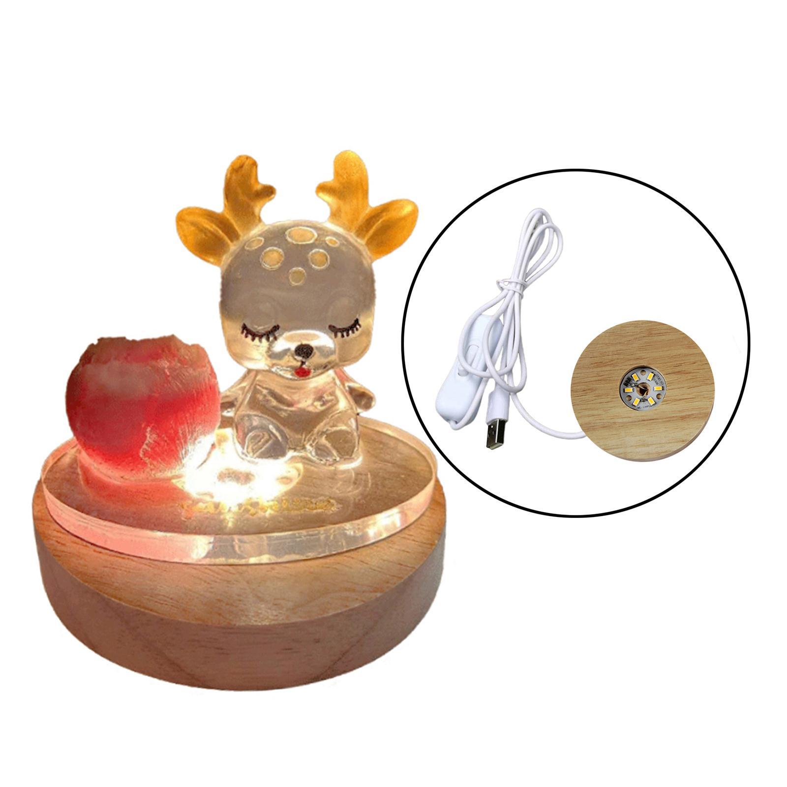 Set of 2 LED Night Light Base Acrylic Display Holder Lamp for Crystals Lights