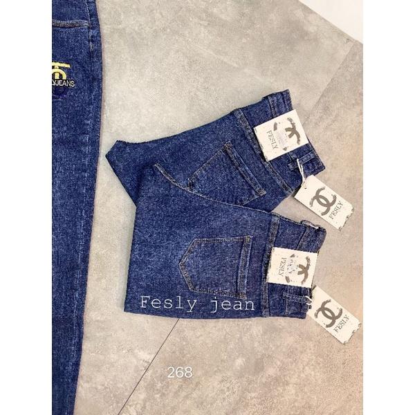 Quần Jeans Nữ Baggy Xanh Thêu Trang Trí Lưng Cao