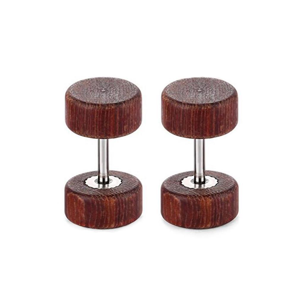 2 pairs Wooden Earrings Mens Womens Stud Earrings Ear Piercing Plugs Tunnels