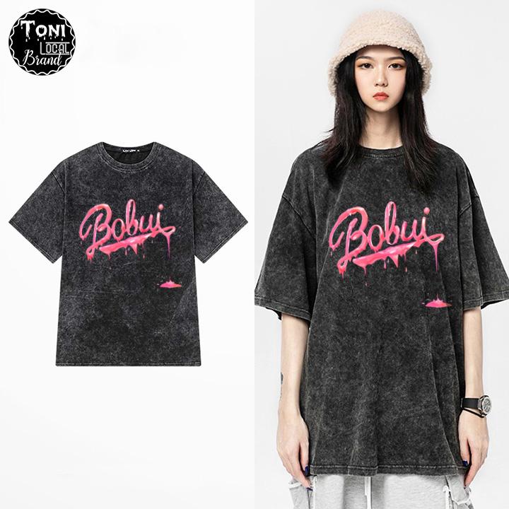 Áo Thun Tay Lỡ Local Brand BOBUI Cotton 100 form rộng nam nữ Unisex