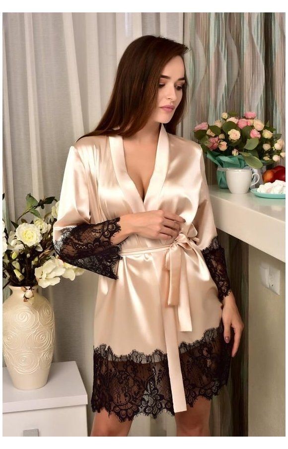 Áo choàng ngủ mặc nhà phối ren mi sang trọng,đẹp-Màu nude TẶNG KÈM ĐAI ÁO