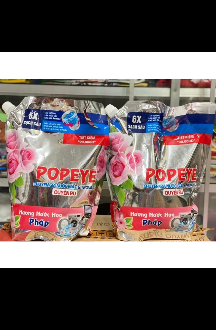 Nước giặt xả 6 trong 1 Popeye 3,2L tặng chai nước rửa chén