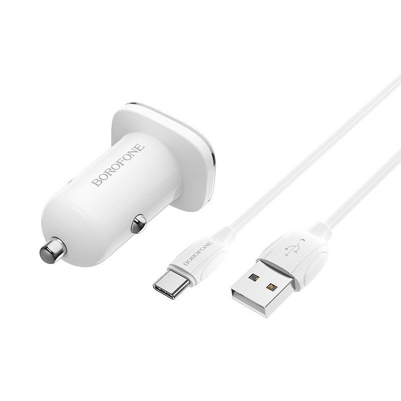 Bộ Cóc Cáp Sạc Xe Hơi Borofone BZ12A QC3.0, BZ-12A Cổng Type-C-1 Cổng USB - Hàng Chính Hãng