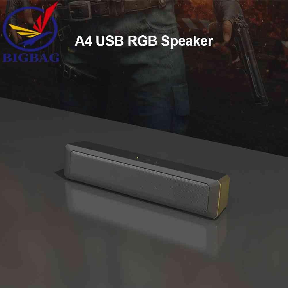 Loa Nghe Nhạc A4 6W RGB Cổng USB Có Dây Cho PC / TV