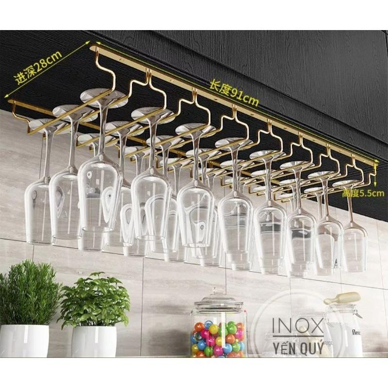 INOX 304 GIÁ KỆ TREO LY SÂU 28CM 3/4/5/6/7/8 HÀNG INOX 304 MẠ VÀNG SÁNG BÓNG CHỐNG HOEN RỈ