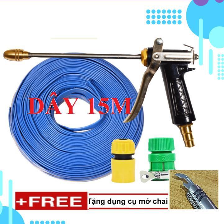 Bộ dây vòi xịt ️bơm nước phun sương️ , tăng áp 3 lần, loại 15m 206318 đầu đồng,cút+ mở chai