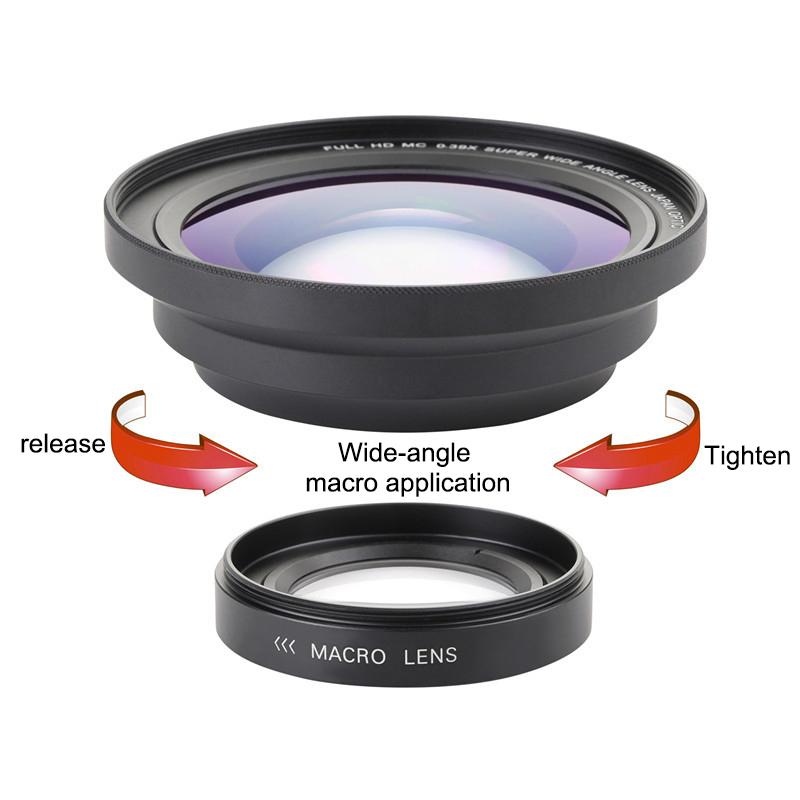 Ống kính góc rộng 37mm Macro 72mm chuyên nghiệp 0,39X Full HD cho máy quay 4K Gói: Bundle1