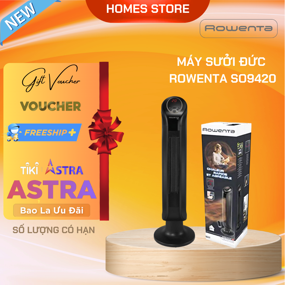 Quạt Tháp Kiêm Sưởi Ấm ROWENTA Intense Comfort SO9420, 3 Cấp Độ Gió, Sưởi Ấm Không Khô Da, Cảm Biến Tự Điều Chỉnh Nhiệt Độ, Độ Thấp Cực Thấp 50 dB, Công Suất 2000W - Hàng Nhập Khẩu Đức
