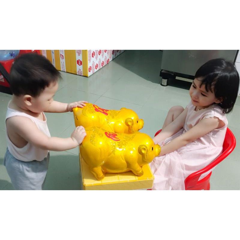 Heo đất tài lộc 33cm, sơn bóng phản quang, hàng cao cấp