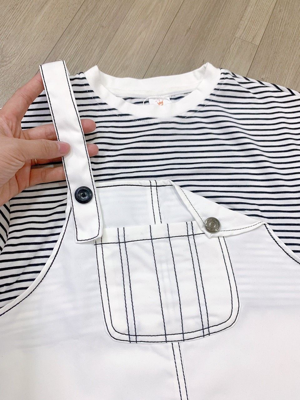 [Từ 1 đến 12 tuổi] Set váy liền thân trên cotton yếm kaki phong cách từ 1 đến 12 tuổi cho bé gái