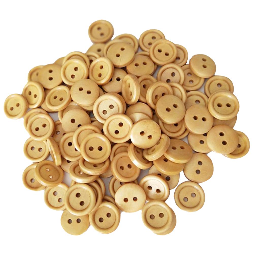 100 Cái Vintage 2 Lỗ Nút Gỗ để May Album