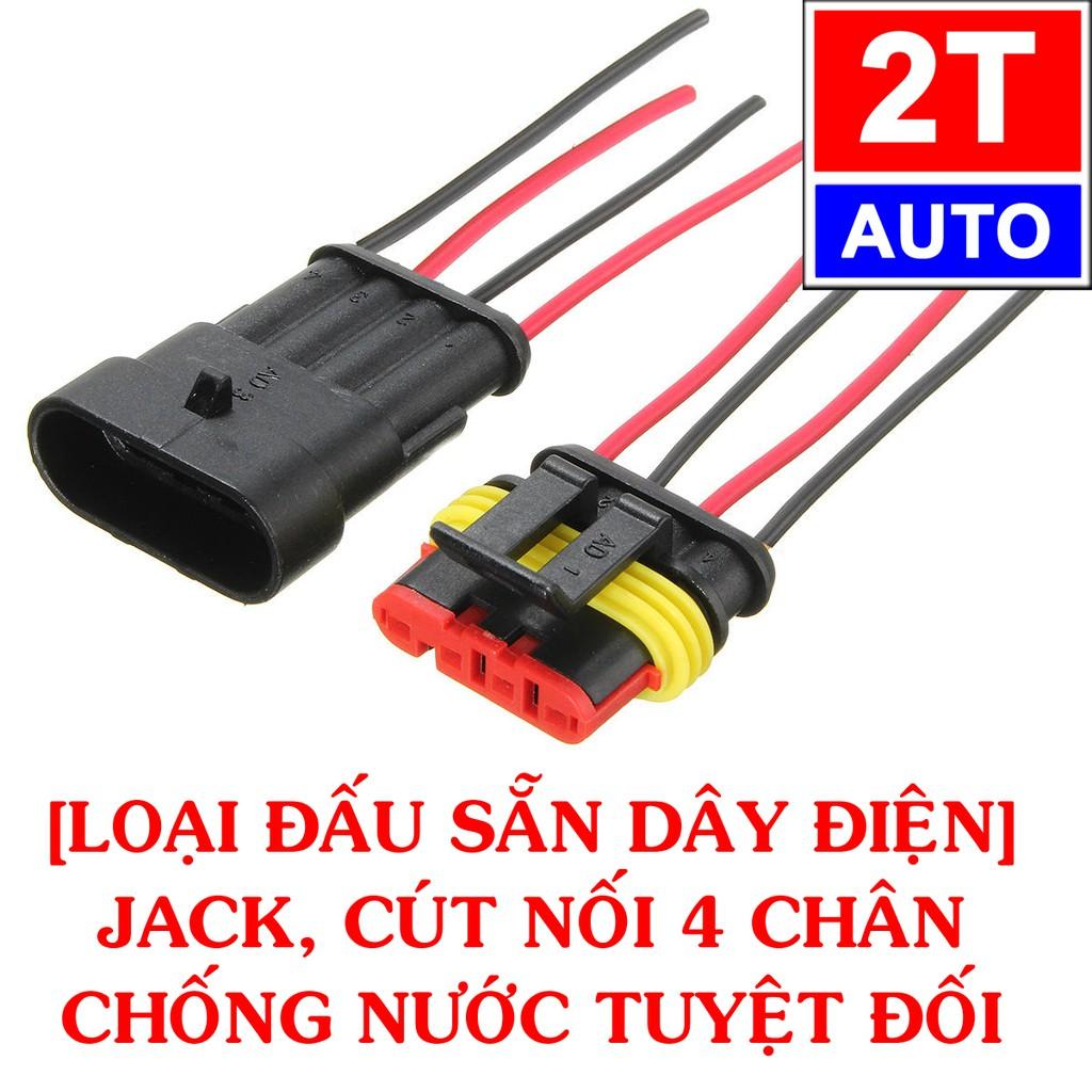 Đầu cút jack giắc nối dây điện 4 chân chống nước dùng cho xe máy xe hơi ô tô:  SKU:348-1