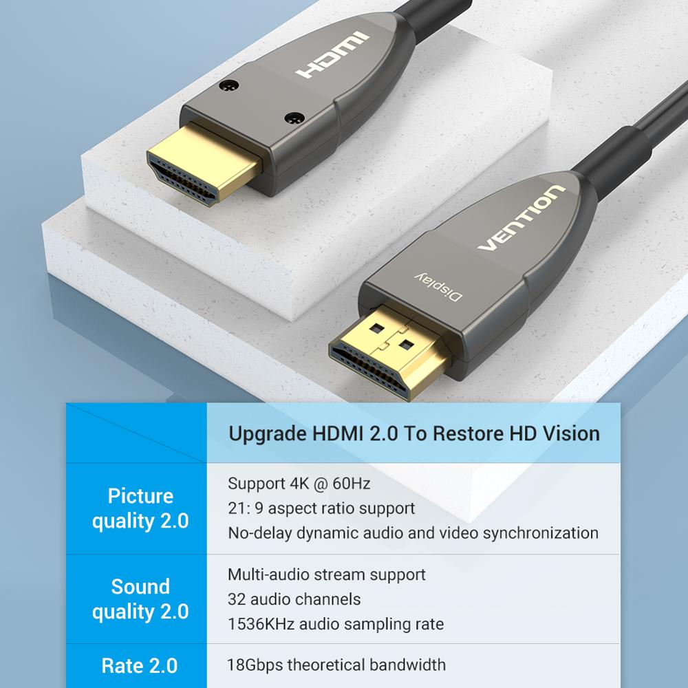Cáp HDMI 2.0 Sợi Quang Dài 10M-30M Hỗ Trợ 4K@60Hz Full HD 1080P@120Hz Cao Vention AAYB - Hàng chính hãng