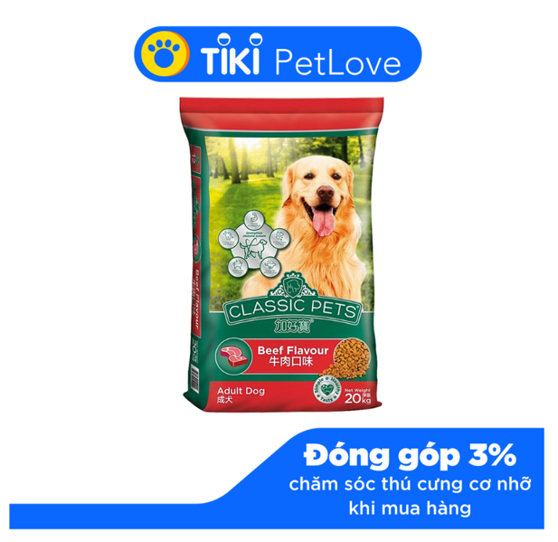 Thức ăn khô cho chó trưởng thành Classic Pets vị thịt bò