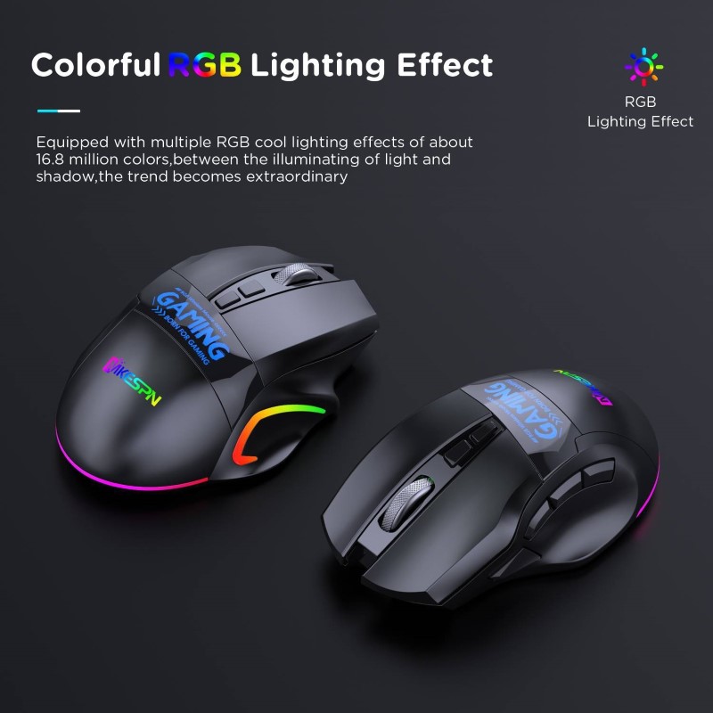 Chuột Led Gaming Không Dây W10 Đa kết nối Bluetooth 5.0 + Usb 2.4G Pin sạc TypeC