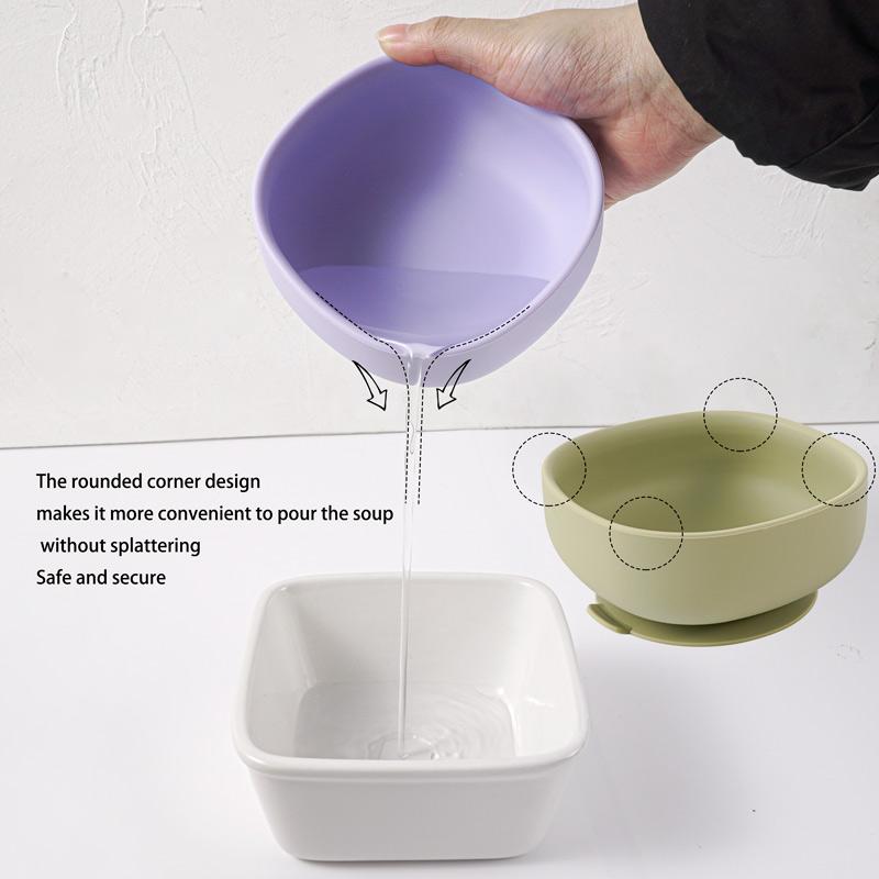 Cho Bé Bộ Đồ Ăn Trẻ Em Silicone Hút Bát Giỏ Muỗng Nĩa Không Chứa BPA Bộ Đồ Ăn Trẻ Em Thực Phẩm An Toàn Tán Thành Silicone Trẻ Em Sản Phẩm