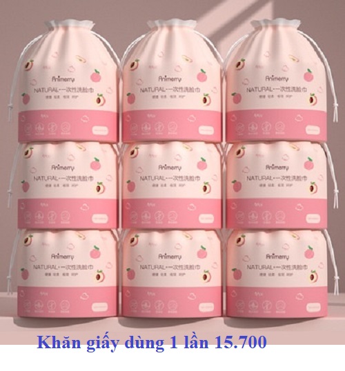 Combo 4 cuộn Giấy Lau Mặt Cuộn Túi Rút Màu Hồng Anh Đào Chất Cotton Dùng 1 Lần, Khăn Khô Cuộn Giấy Tẩy Trang Siêu Dai