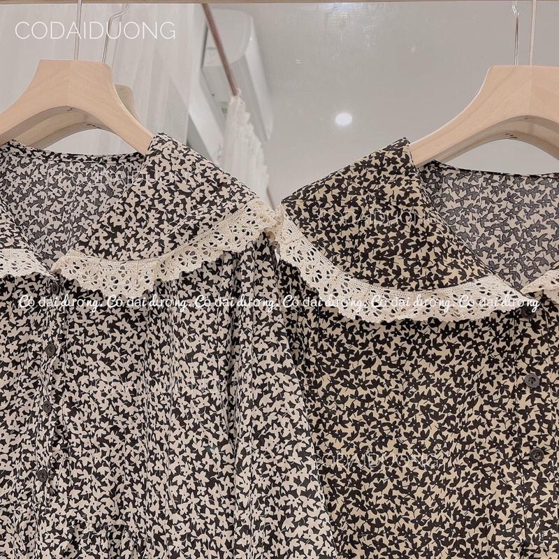 Váy bbd hoa nhí cổ bẻ ren