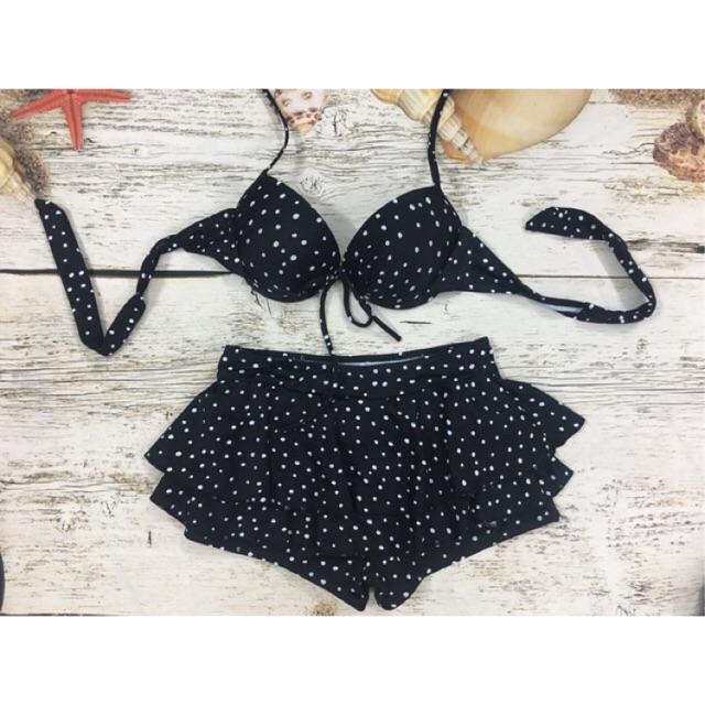 Đồ bơi bikini mút dày nâng ngực váy 2 tầng
