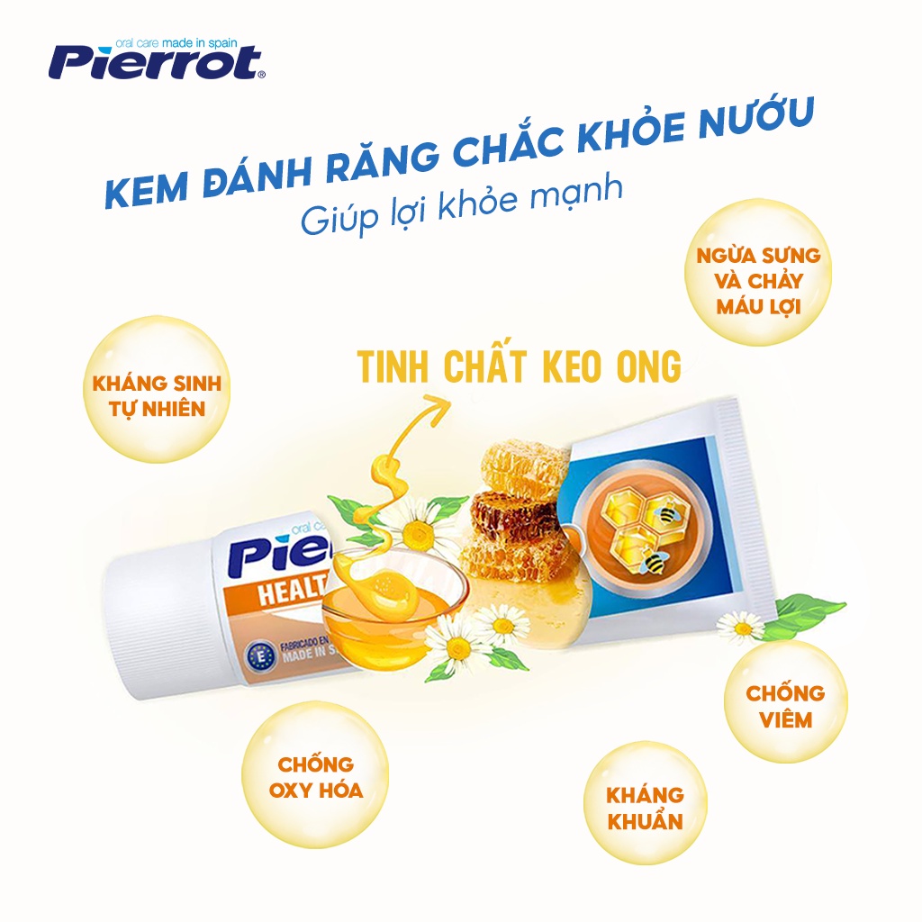 [Tặng 1 mặt nạ sambijo] Kem đánh răng keo ong chắc khỏe nướu Pierrot 75ml