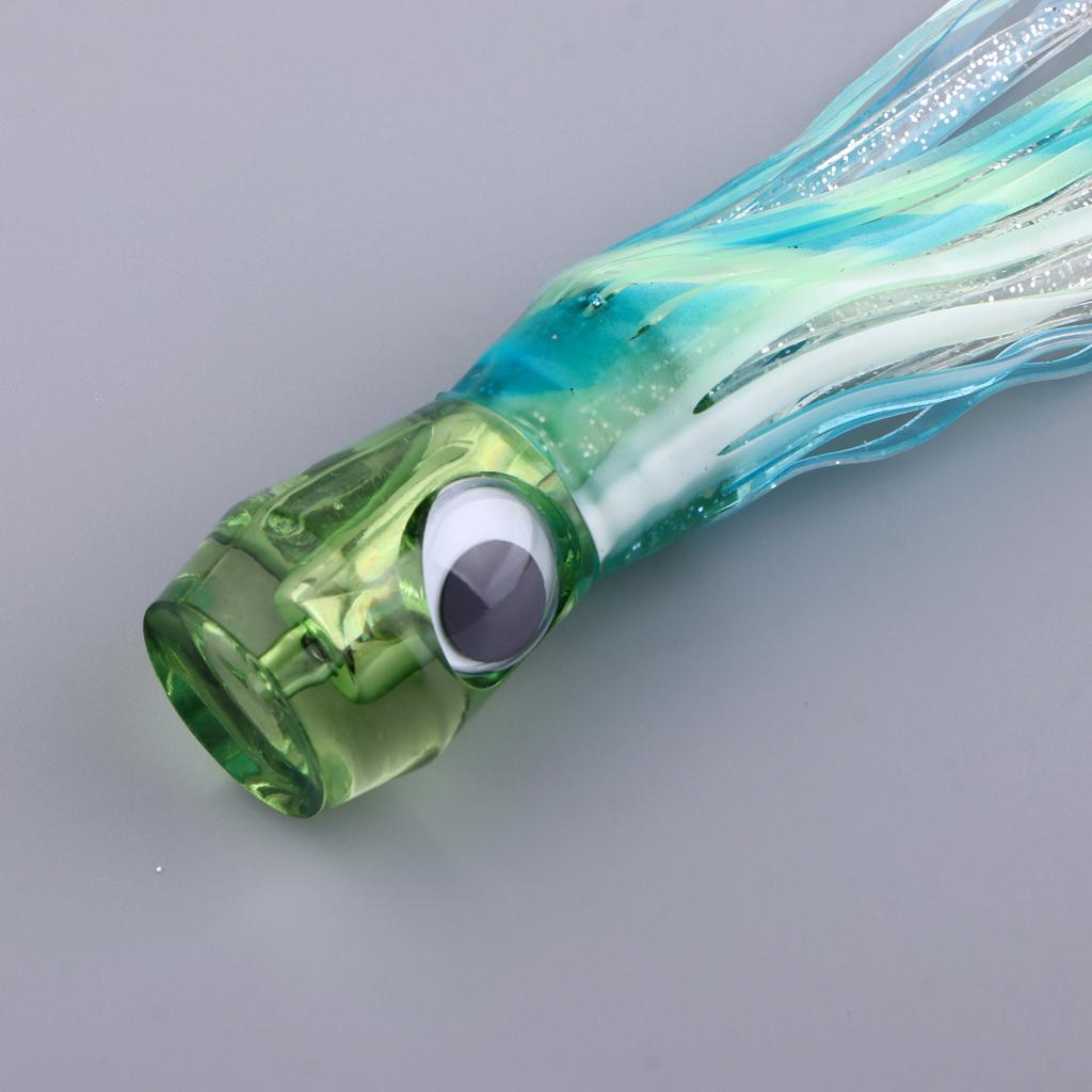 5pcs 3D Eye Jet Head Trolling Skirt Lure Soft Octopus Squid Bait Offshore