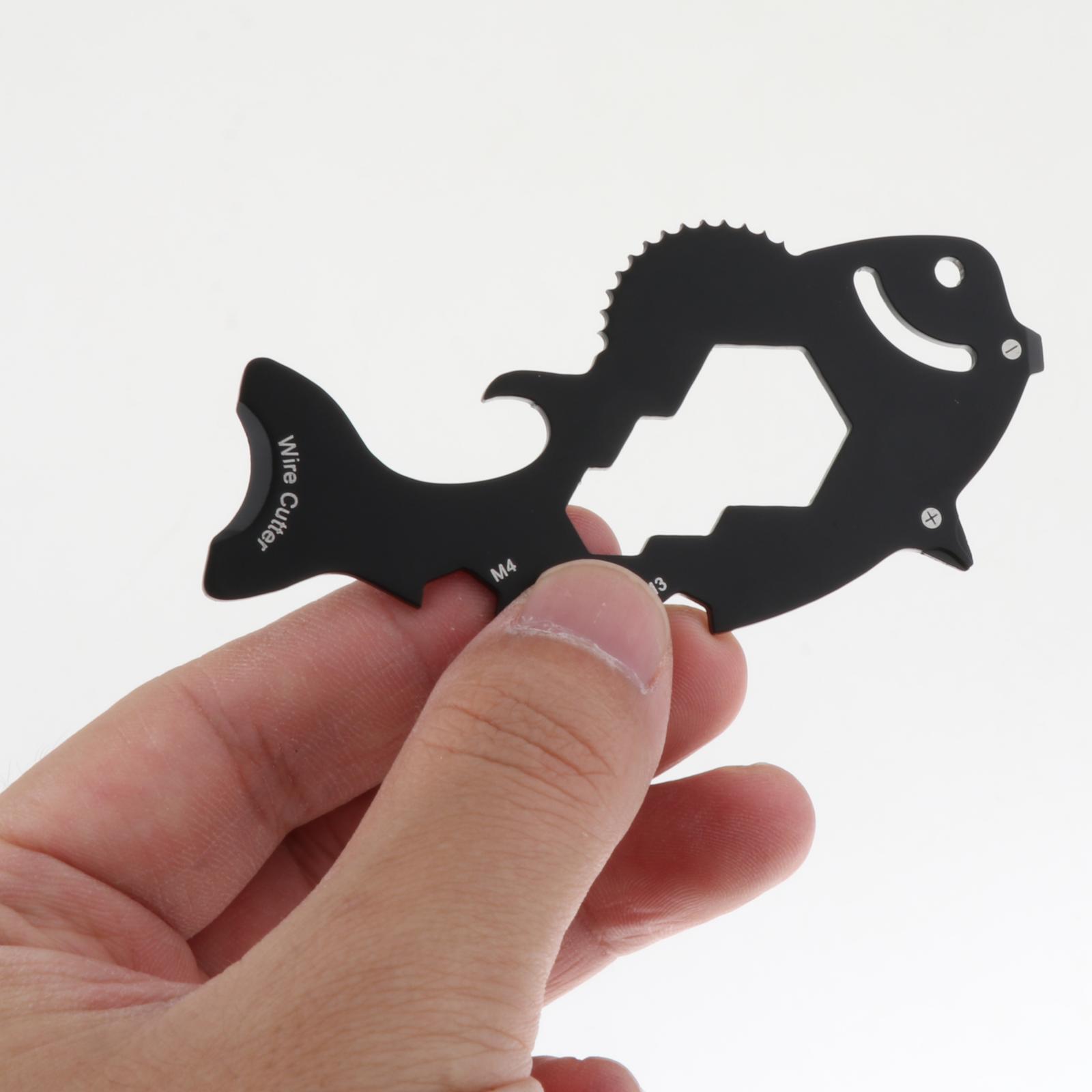 Portable Multitool Card Multi Tool Small 15 in 1 Bottle Opener Wrench Screw Driver Keyring for Survival, Biking, Outdoor Sports, Hiking