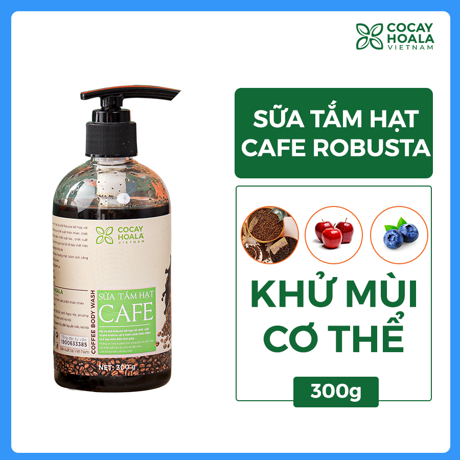 Sữa Tắm Cà phê Arabica Cocayhoala Sáng Da Rạng Rỡ, Tẩy Tế Bảo Chết Hiệu Quả 300g