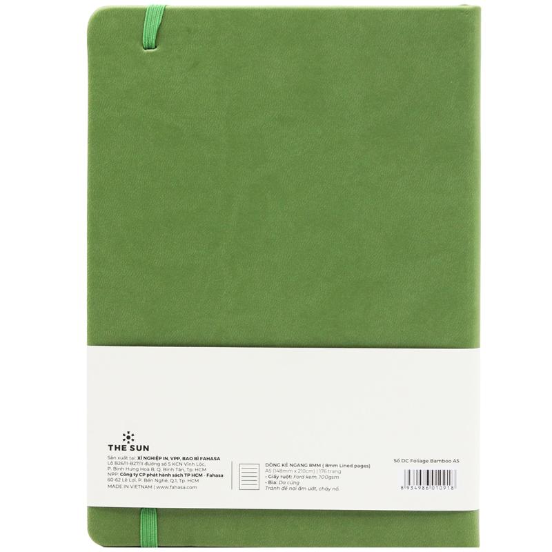 Sổ Bìa Da A5 - Kẻ Ngang 176 Trang 100gsm - Foliage Bamboo - The Sun - Màu Xanh Lá