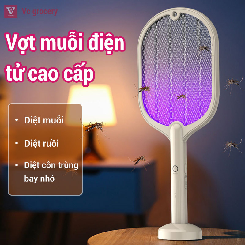 VỢT MUỖI THÔNG MINH TỰ ĐỘNG BẮT MUỖI 3IN1 KÈM CHÂN ĐẾ SẠC