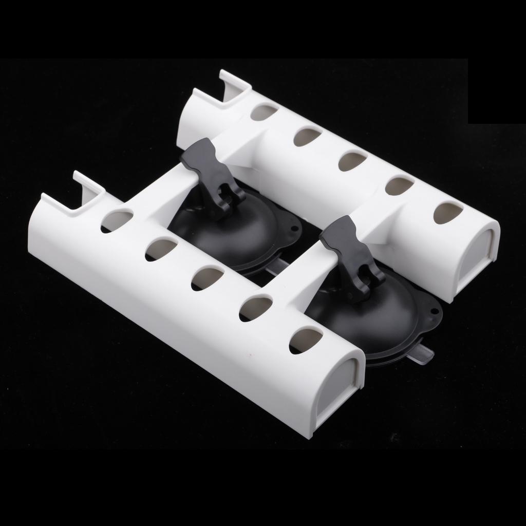 2 Tube Rod Rack Fishing Rod Pole Holder Organizer Bracket with Suction Cup