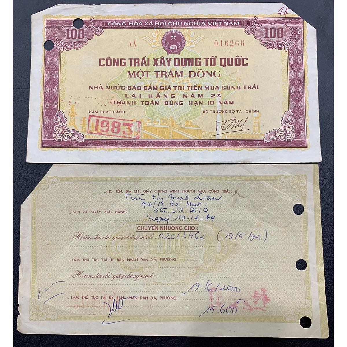 CÔNG TRÁI XÂY DỰNG TỔ QUỐC LOẠI 100 đồng 1983 - Vật phẩm bao cấp sưu tầm - kèm túi nilong bảo quản - PASA House