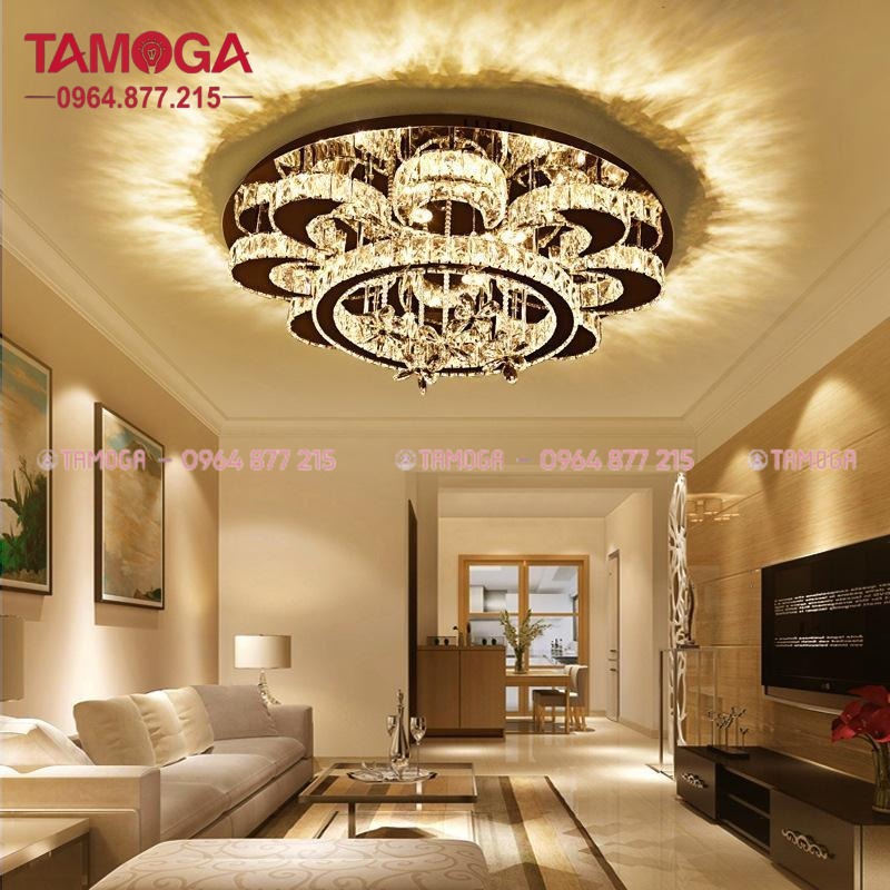 Đèn ốp trần pha lê cao cấp 8 cánh hoa TAMOGA 0912