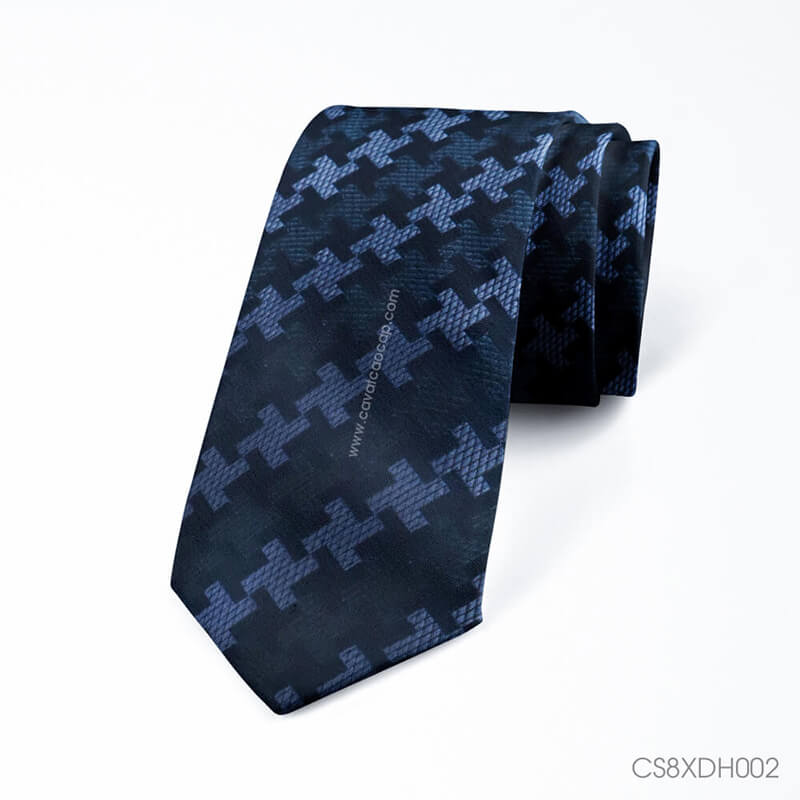 Cà vạt nam, cà vạt lụa cao cấp, cà vạt lụa tơ tằm-Cà vạt silk  màu xanh đen họa tiết CS8XDH002