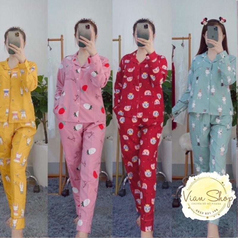 Bộ đồ pijama  Bộ Đồ Ngủ Mặc Nhà Kate Thái Cộc Dài Hoạ Tiết Dễ Thương