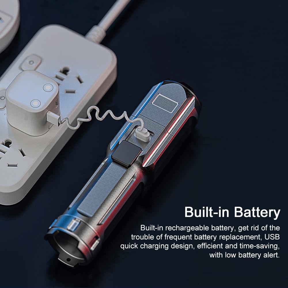 LED Rechargeable Flashlight Mini Handheld Zoomable Flashlight High Lumen Camping Light with 3 Light Modes for Emergency and Outdoor Use