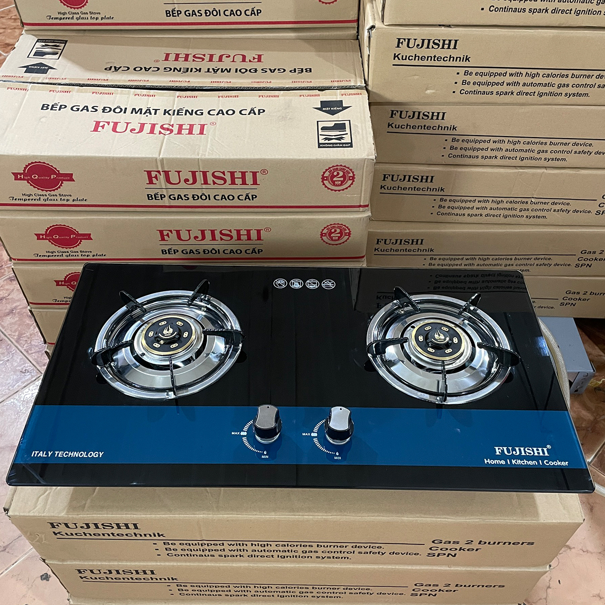 Bếp gas âm chén đồng Fujishi FJ-808IC - KÍNH XANH - Đánh lửa IC cực nhạy - Lửa xanh tiết kiệm gas - Hàng chính hãng