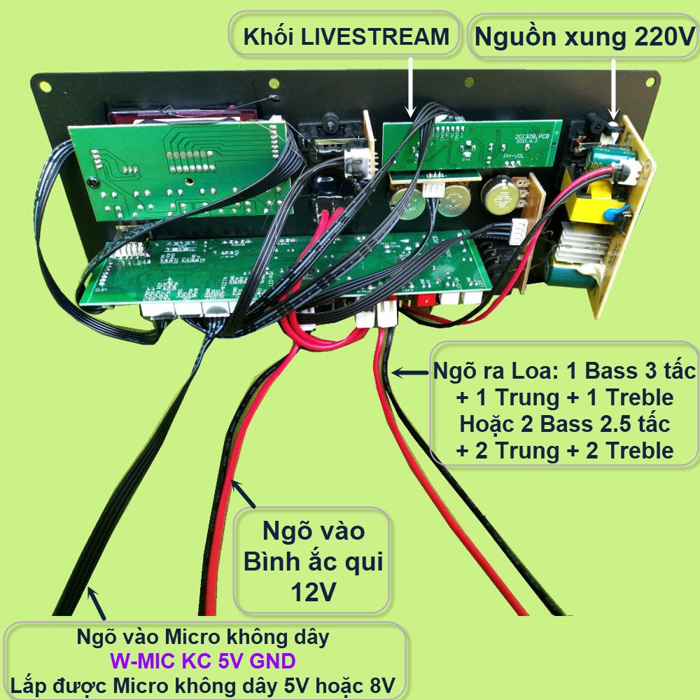 Mạch loa kéo CS8673E 130W, thu âm LIVESTREAM, DSP lập trình chống hú có chỉnh Bass Treble Micro, nguồn xung