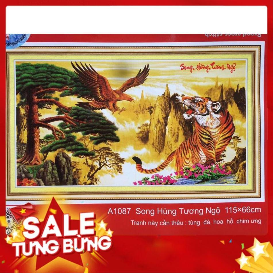 Tranh thêu chữ thập Song hùng tương ngộ A1087 115x66cm