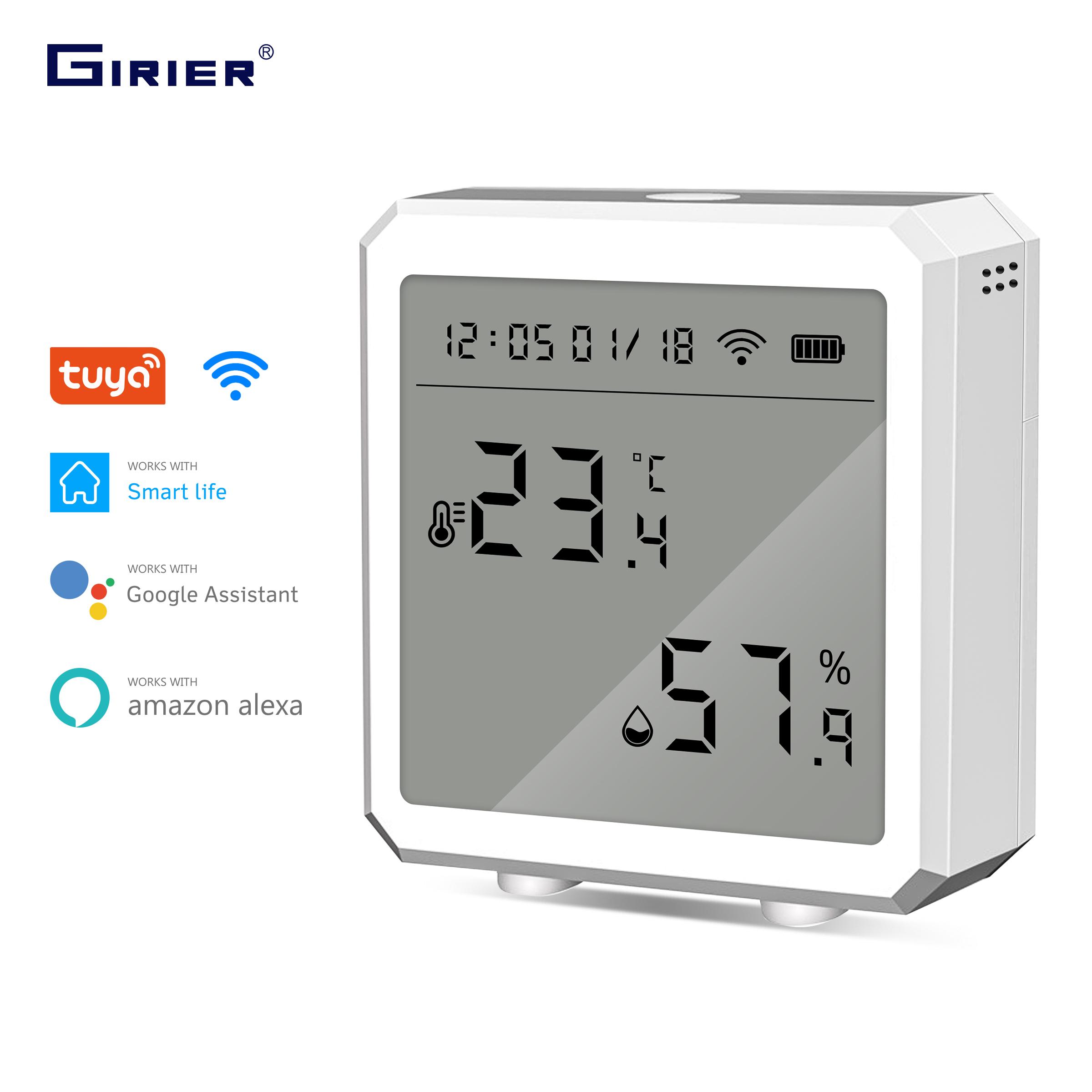 Tuya WiFi cảm biến nhiệt độ và độ ẩm thông minh với màn hình LCD Digital Digital Hiển thị nhiệt kế không dây hoạt động với Alexa Google Home