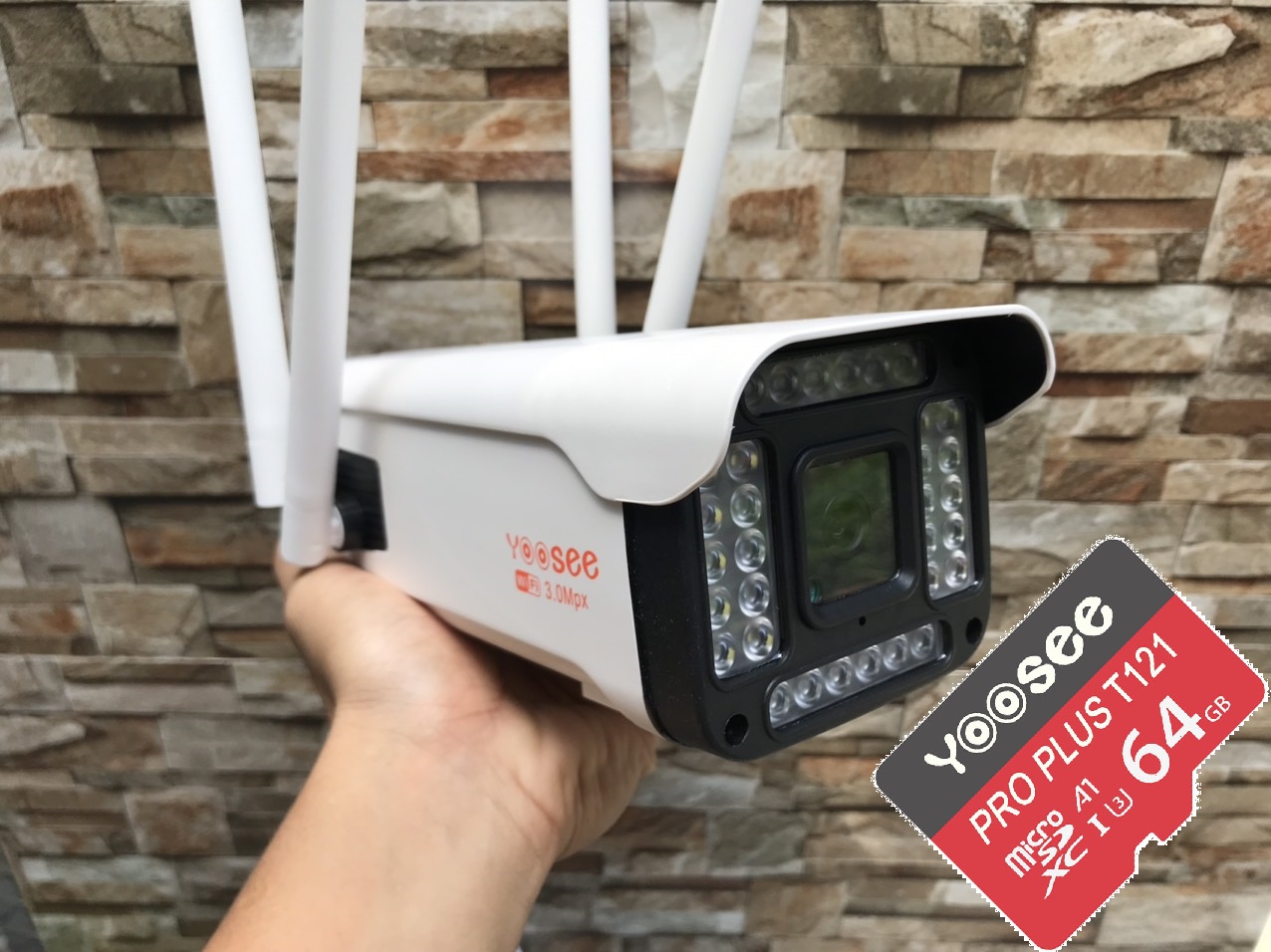 camera wifi yoosee ngoài trời 1080p 4 râu kèm thẻ 64gb - camera ip yoosee 3.0mp ngoài trời chống nước có mầu ban đêm - hàng nhập khẩu