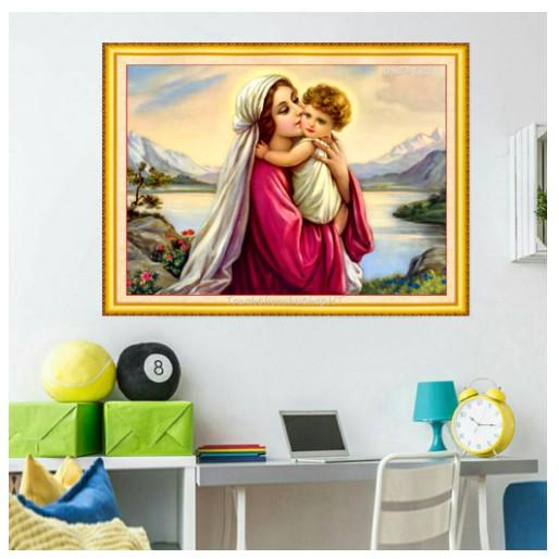 Tranh Đính Đá ĐỨC MẸ . Kích Thước: 65cm x 50cm