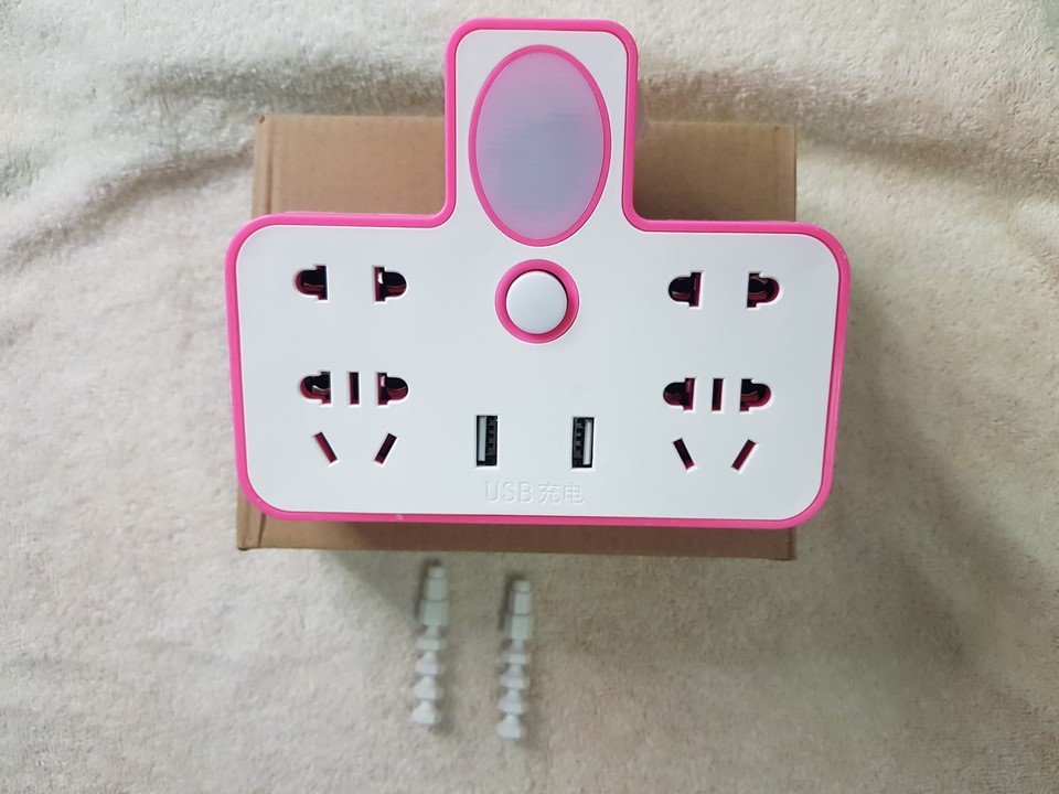 Bộ chia ổ điện 2 cổng USB có đèn led - Bộ chia tách ổ điện - Hàng chính hãng