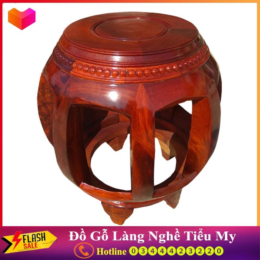 Đôn tròn kiểu trống gỗ hương hàng hoàn thiện đẹp