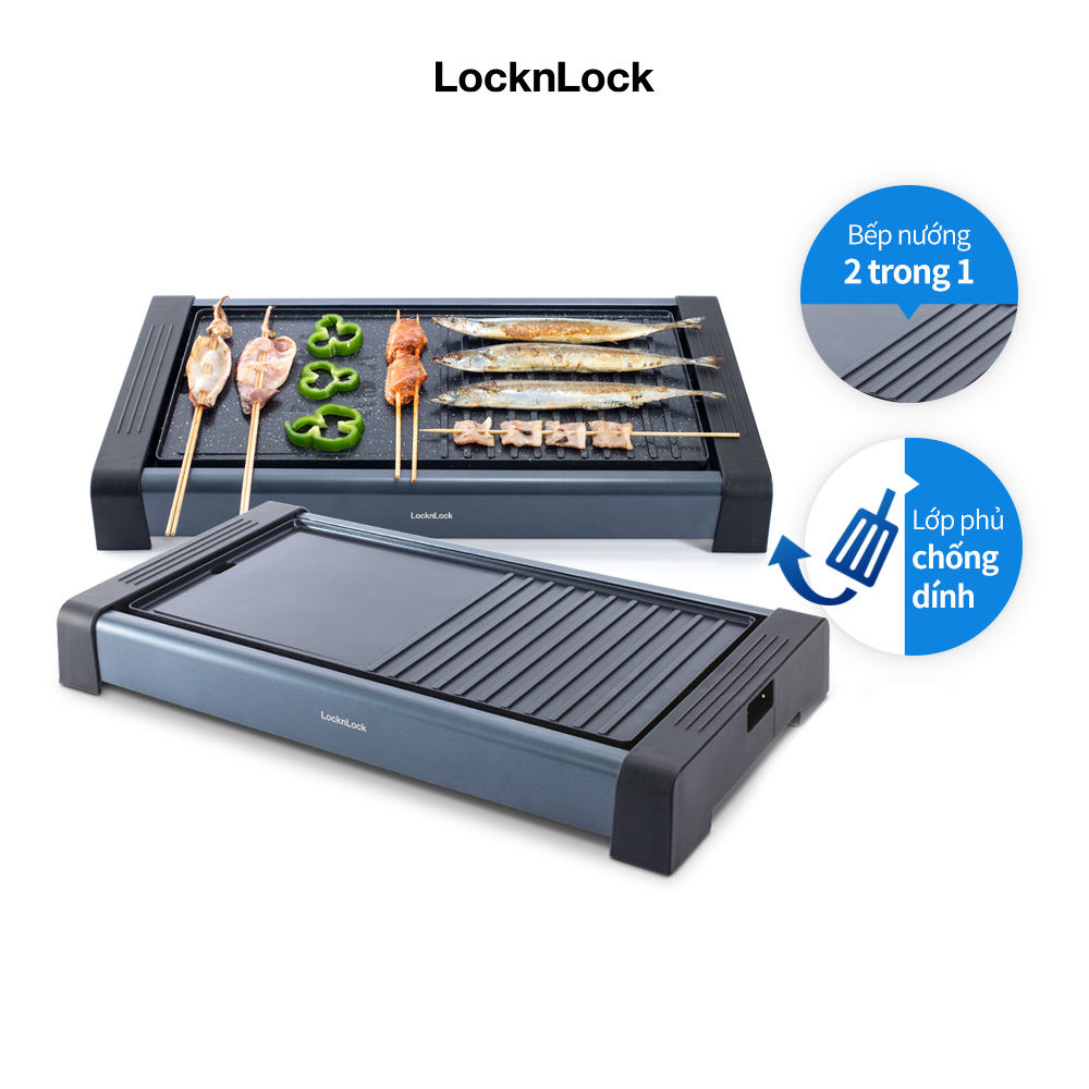 Bếp nướng điện LocknLock- Electric Grill - EJG236BLK (1800-2200W) - Màu đen - Hàng chính hãng